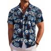 Camisa Masculina de Manga Curta Estampa Floral Botânica Havaiana Gola Lapela Camisa de Botão à Beira-Mar Top Moda Casual Camisas