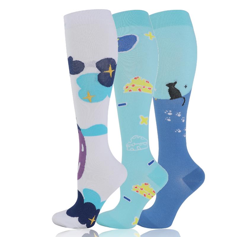 58 stylů 3 páry/balení Kompresní podkolenky 30 mmHg Ženy Muži Sportovní podkolenky Edém Cukrovka Křečové žíly Běžecké podkolenky