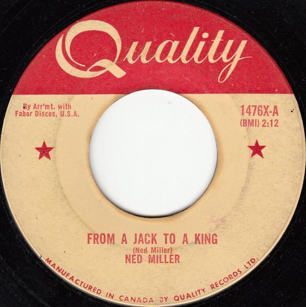 

7inch Record NED MILLER - From A Jack To A King 1476X Quality 1962 Canada Rock Used