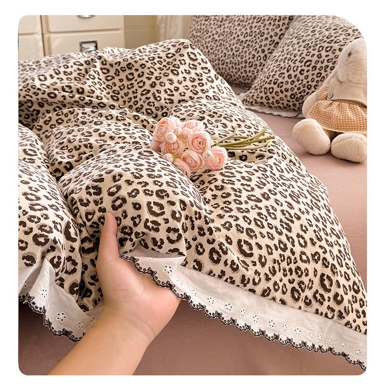 Lace-Trimmed Soft Cotton Cloud-Feel 4-Piece Bedding Set