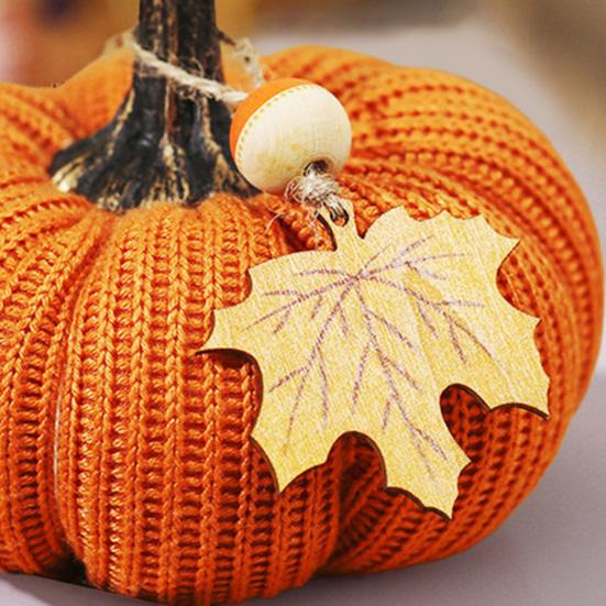 Mini Strikkede Gresskar Skrivebordspynt Høststoff Kunstige Gresskar Håndverk for Høst Takkefest Innhøstingsfestival Halloween Hjemmedekor