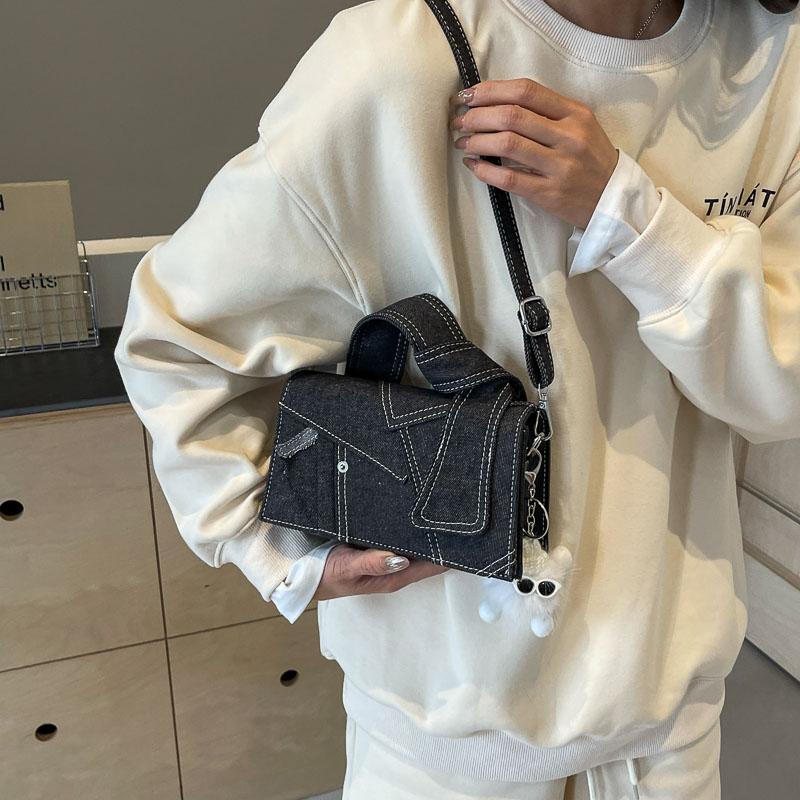 Denim Handbag Women's Crossbody Bag Fashionable Shoulder Commuter Small Square Bag