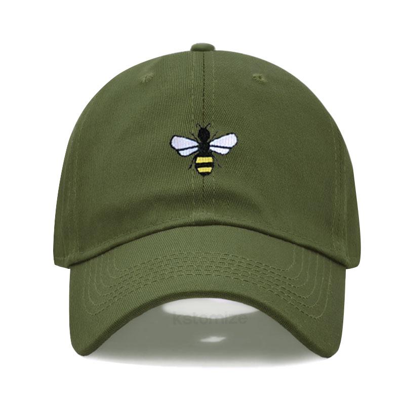 Washed Cotton Honeybee Embroidery Baseball Caps For Men Women Dad Hat Adjustable Snapback Cap Dropshipping