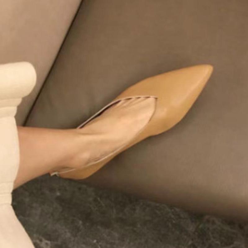 

Модная обувь AIYUQI для женщин, большой размер 2025, остроносые балетки из натуральной кожи, женские туфли-лодочки с мелким вырезом, удобные 44 хаки