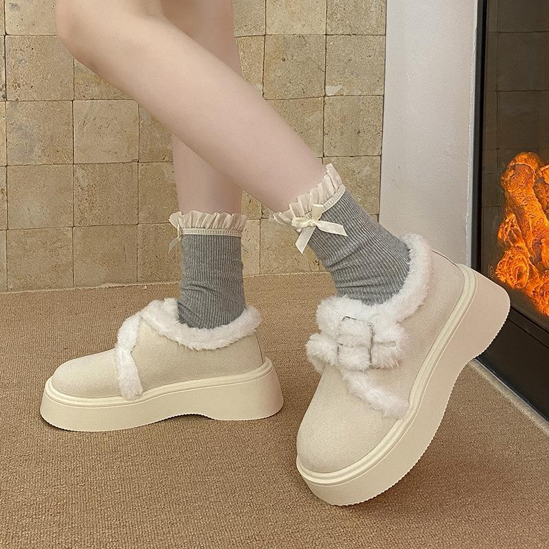 Women's Soft Elastic Winter Warm Cold Padded Snow Boots Thick Bottom Non-slip Wear Outdoor Leisure Sports Fur Cotton Boots