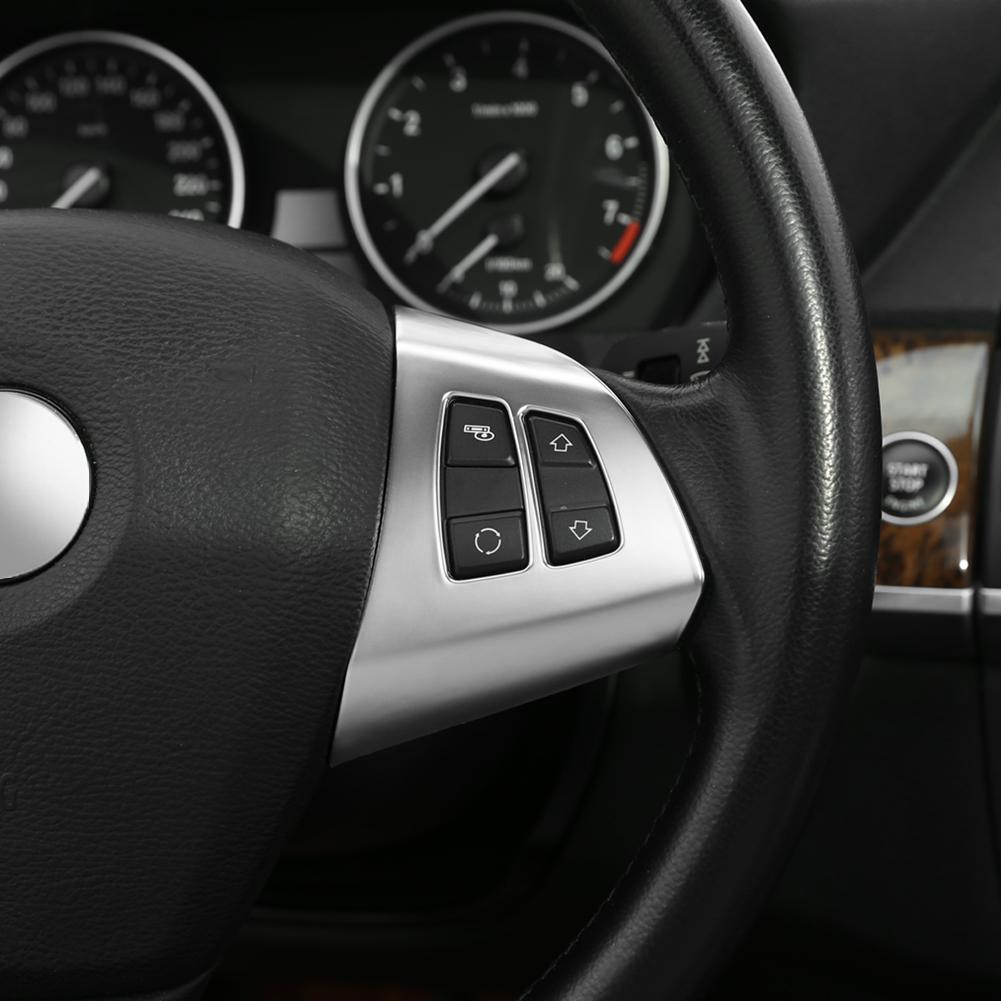 2 Pieces Steering Wheel Button Decoration Frame Cover Trim for X5 E70 2008-2013 Steering Wheel Button Trim