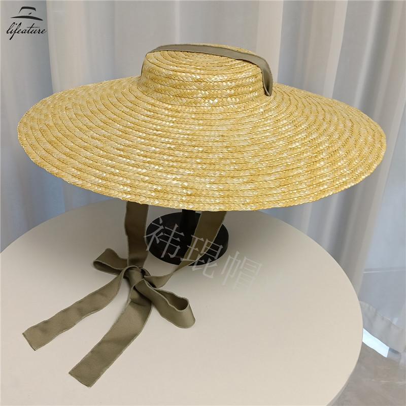 Straw Hat With Butterfly Knot For Summer Beach Sun Protection And Fashion