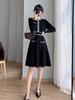 French Style Slim Fit Waist-Cinching Knitted Dress for Women, Autumn/Winter, Long-Sleeved, Korean Elegance