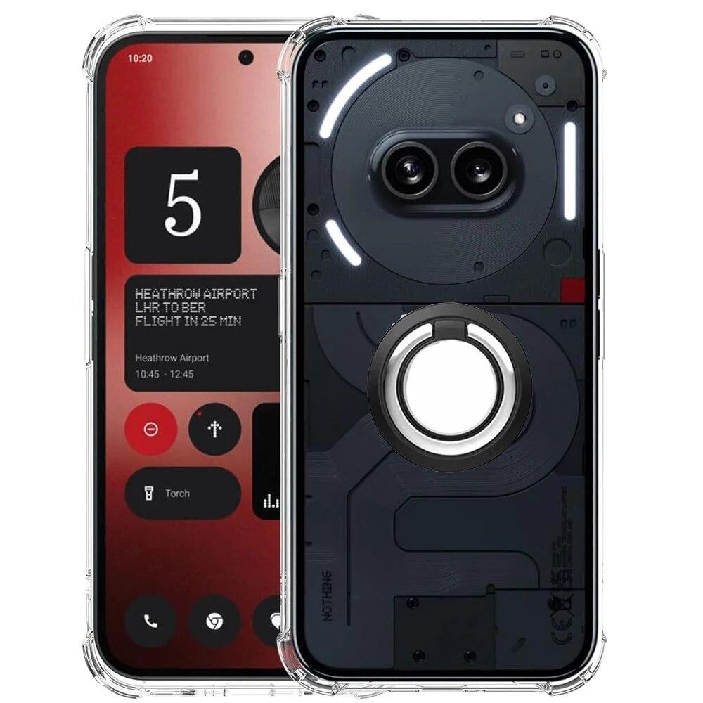 

Чехол-держатель с металлическим кольцом for Nothing Phone 2A Phone2 A Четырехугольный мягкий ТПУ Прозрачный противоударный чехол-подставка для подушки безопасности для Nothing Phone 2A Phone2 for Nothing Phone 2A красный