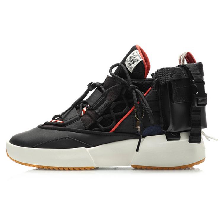 

Li Ning CF Fabric Coverage Slip Resistant And Abrasion Resistant Mid top Skateboard Shoes Men s Black AGLQ127-1 44