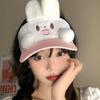 Sunscreen Rabbit Hiking Visor Cap Plush Pink Rabbit Sun Hat Bunny Ear Hollow Hat  Mountaineering