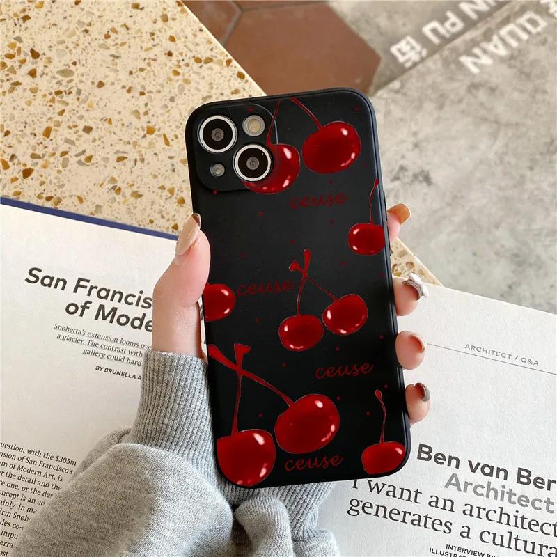

INS Корея Чехол для телефона с защитой от вишни для Iphone 14ProMax 12Pro 12 13 16 15 Pro Max 15Pro 13ProMax Жидкий силиконовый чехол Fundas iPhone XS MAX