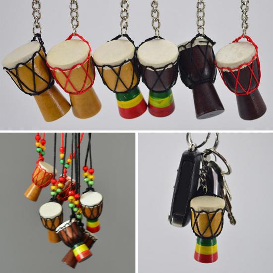 Rope Necklace Handmade Musical Instrument Pendent Classic Ornament Neck Decoration Art Craft Mini African Drum Pendant Necklace Photography Props