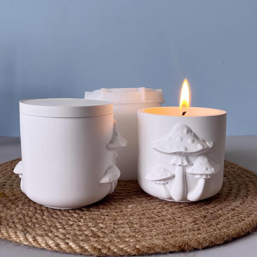 Plaster Drip Mould White Jar Mould With Lid Candle Cup Mould Decorative For Diy Projects Home Decoration Storage Organization