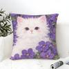 Simple Cute Oil Painting of a Kitten  Pillow Case Linen Pillow Case Sofa Home Decor Cushion Cover Cushion Cove