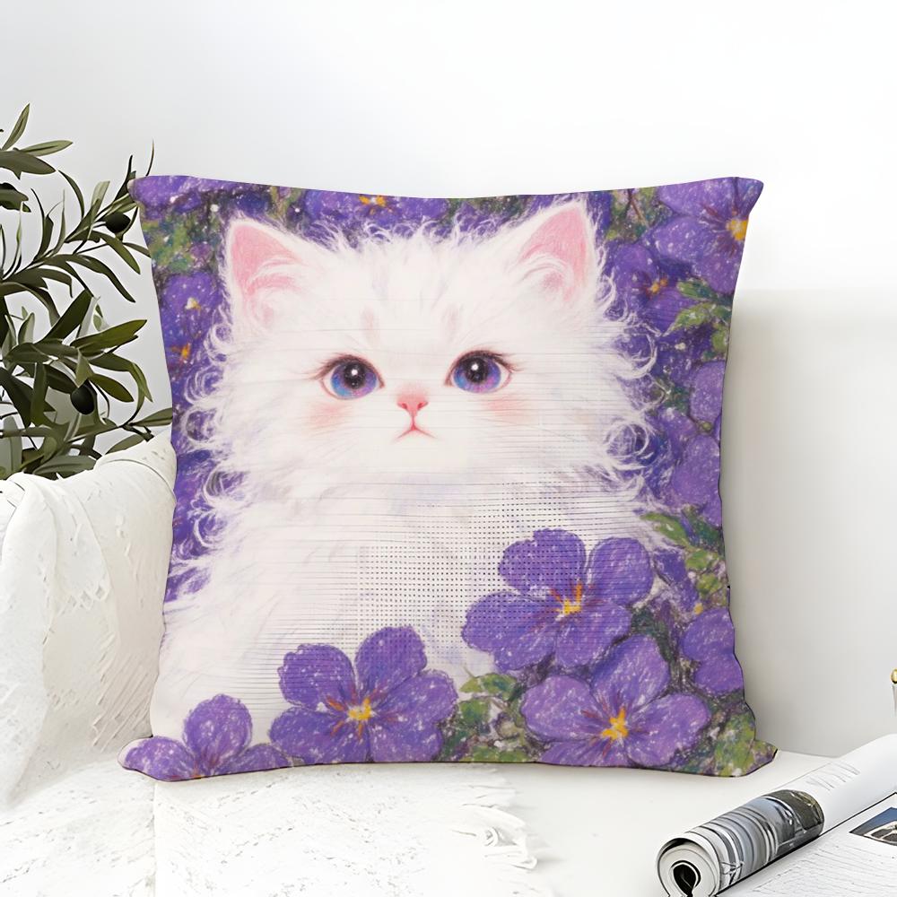 Simple Cute Oil Painting of a Kitten  Pillow Case Linen Pillow Case Sofa Home Decor Cushion Cover Cushion Cove