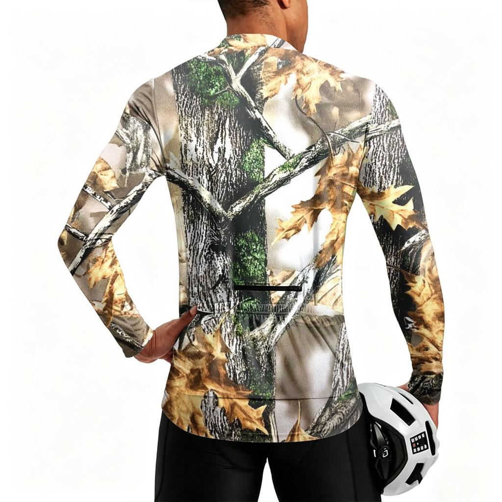 Heren Lange Mouw Fietsjersey Ademend Sneldrogend Stof Halve Rits Pullover Lichtgewicht Atletisch Shirt voor Buitensporten