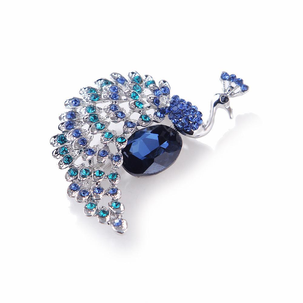 Retro Peacock Crystal Brooch With Alloy Enamel Pin For Women And Men