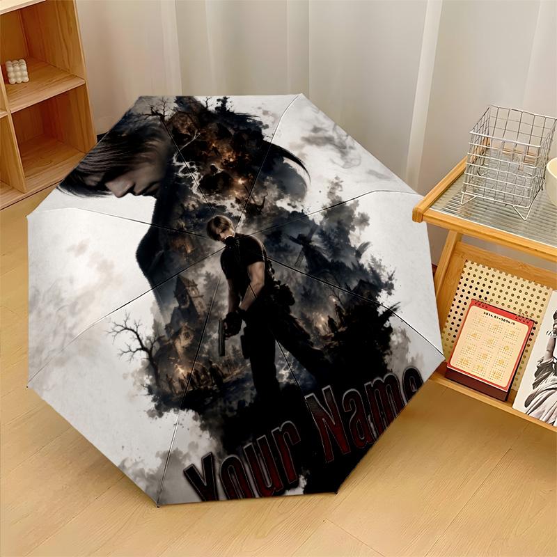 Custom Text Automatic 8 Bone Umbrella, Portable Sun Rain Protection UmbrellaResident Evil