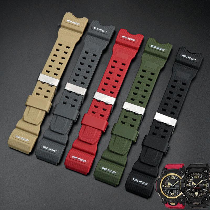 Resin Silikon Klokkereim For Casio Big Mud King GWG-1000GB Svart Gull G-SHOCK GWG-1000 Serie Gummireim med Verktøy Armbånd