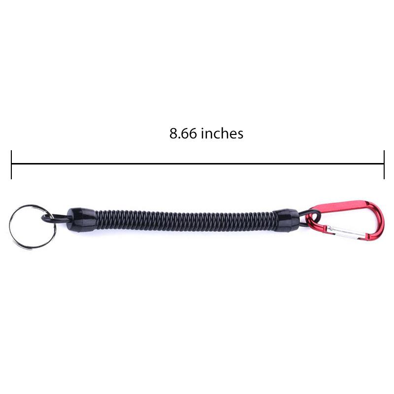 Fishing Lanyards 22cm Retractable Coiled Tether with Carabiner Boating Fishing Rope Retention Rope Fishing Tools Tackle