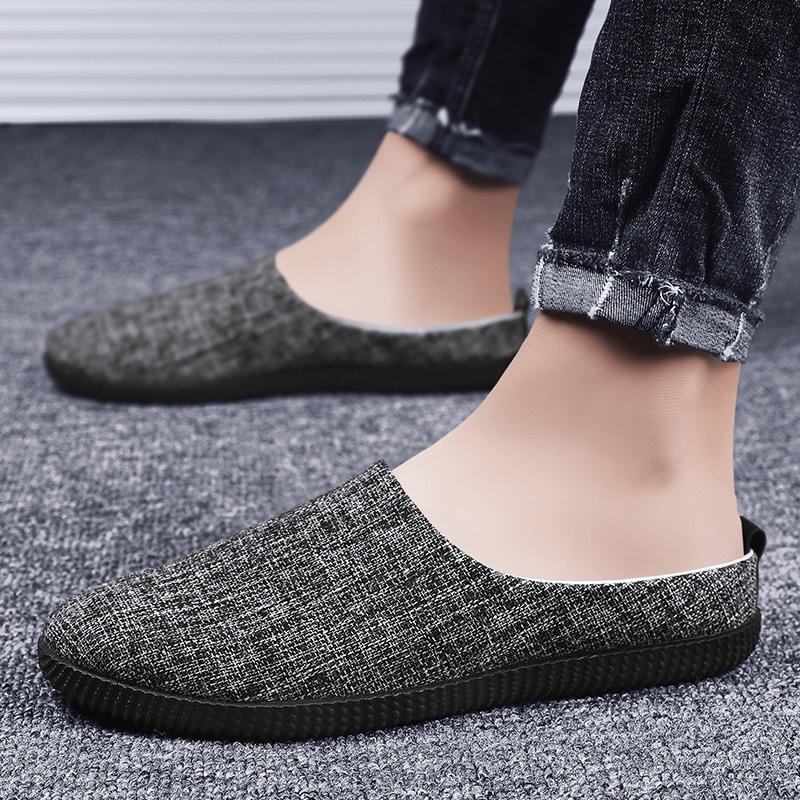 Canvas slippers linen breathable lazy half tray heel sleeve beanie shoes