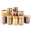 Wood Lid Transparent Glass Food Storage Jars Kitchen Storage Bottles Jar Sealed For Tea,Coffee,Sugar Cereal Dispenser Orgnizer