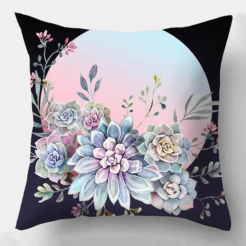 Elegant colorful bright floral decoration sofa cushion pillow case living room bedroom decoration cushion cover home decoration