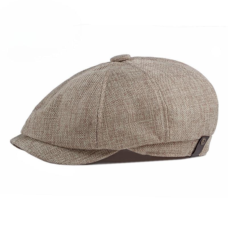 Men Retro Newsboy Hat Summer Breathable Faux Linen Flat Cap British Style Octagonal Baker Boy Cap Vintage Gatsby Ivy Hat for Men Women