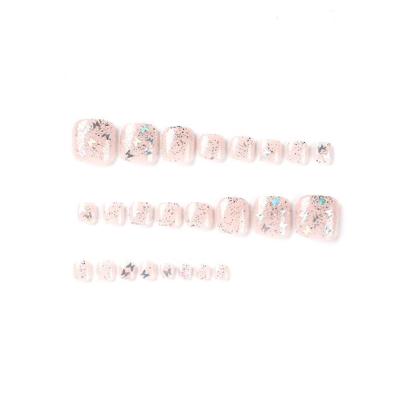 Wear Nail Silver Glitter Butterfly Sequins Toenails Wear Nails Nail Art Nail Pads Nail Pads Wear Nails