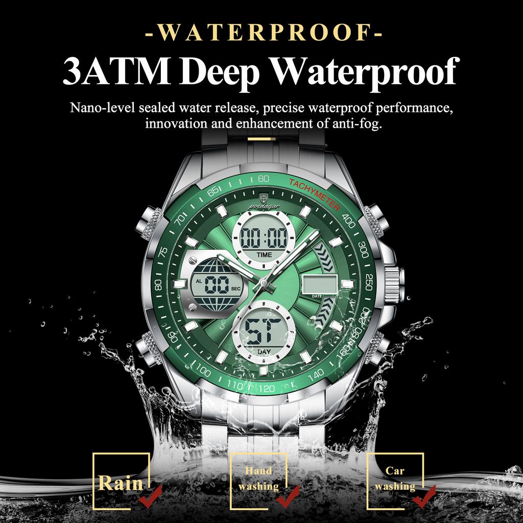 E108 Luxury Stainless Steel Multifunction Men Quartz Watch Alarm Calendar 30M Waterproof Luminous Watch for Men