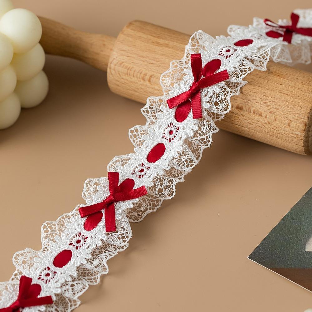 Bows & Pleated Lace Trim Ribbons Handmade Fabric Sewing Supplies New Hair Accessories  Baby Shower