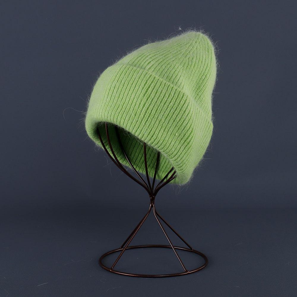 Rabbit Fur Beanies Soft Warm Fluffy Winter Hat for Women Angora Knitted Hat Beanies Female Bonnet warm Woman Knit Cap