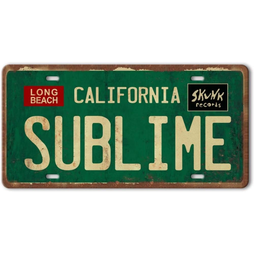 Vintage Metal Tin Sign Long Beach California Sublime Poster Grunge Hippie Room Decor Rock Band Wall Art 90s Aesthetic Room Sign