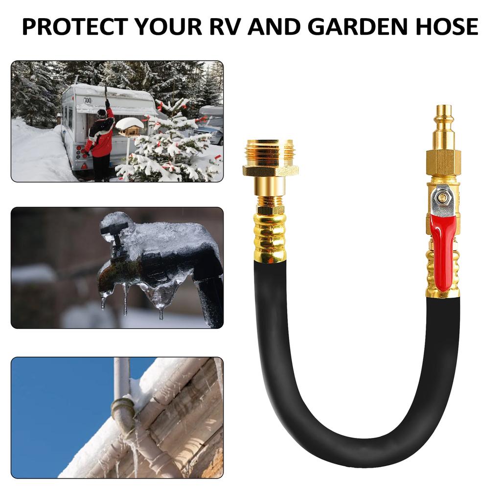 Winter Kit RV Blowout Adapter Shut Off     Valve Water Quick Connect Blow Out Attribting Boat