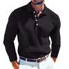 Men's Solid Color Vertical Stripes Sports Button Lapel Long Sleeve Tops Men's Casual Fashion Long Sleeve Tops