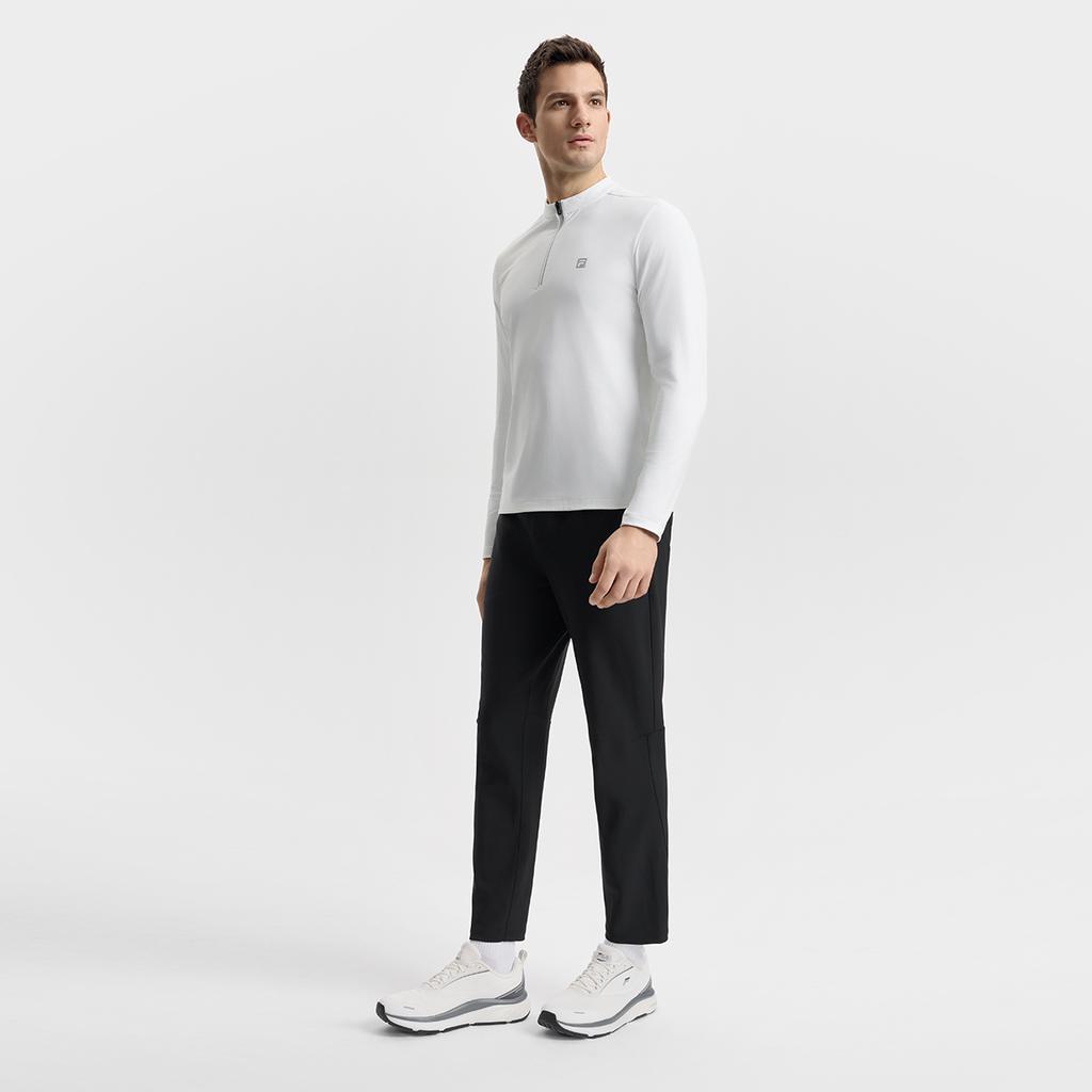 FILA Fitness Fashionable Versatile Sports Leisure Knitted Long Sleeve T-Shirt Men Tops Starlight-White A11M511214F-WT