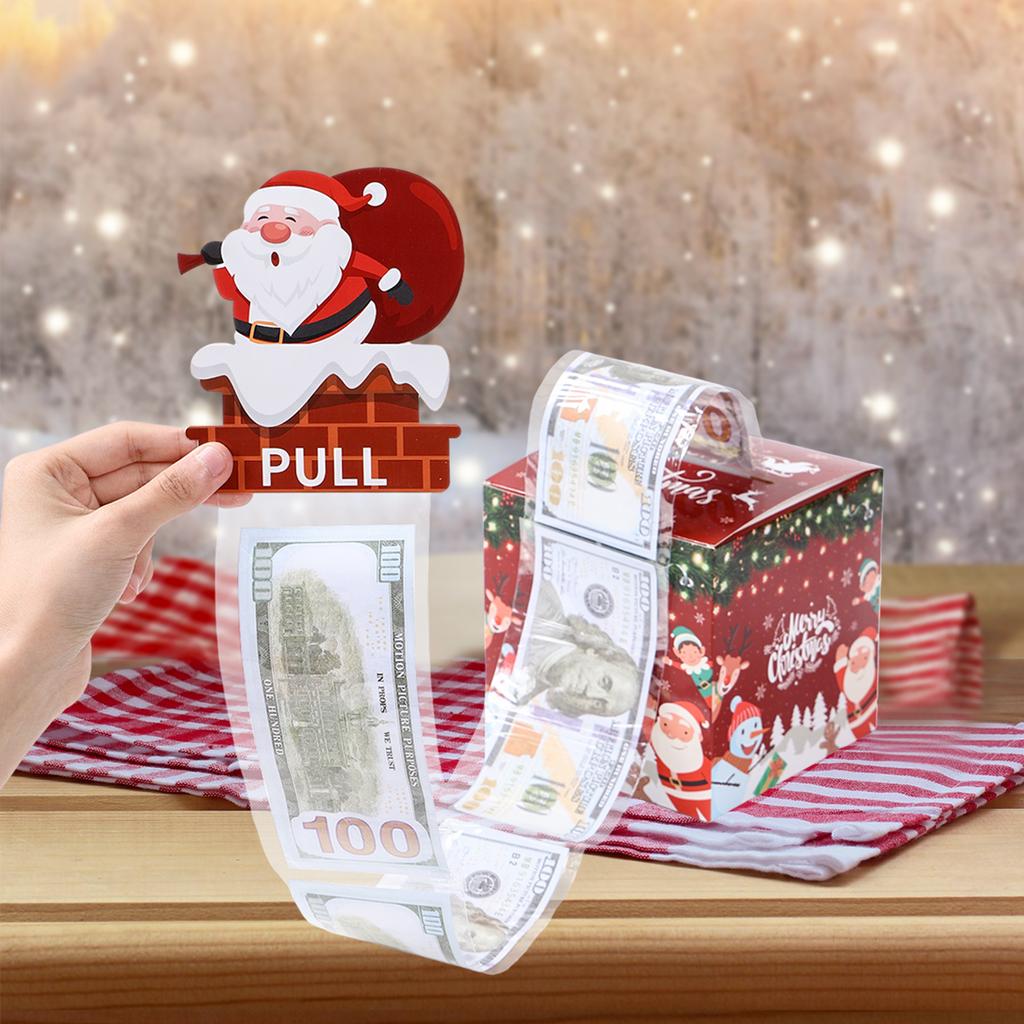 Christmas Money Box Merry Christmas Decorations for Home 2025 Navidad Santa Claus Cash Pull Box Xmas Ornament New Year Gift 2026