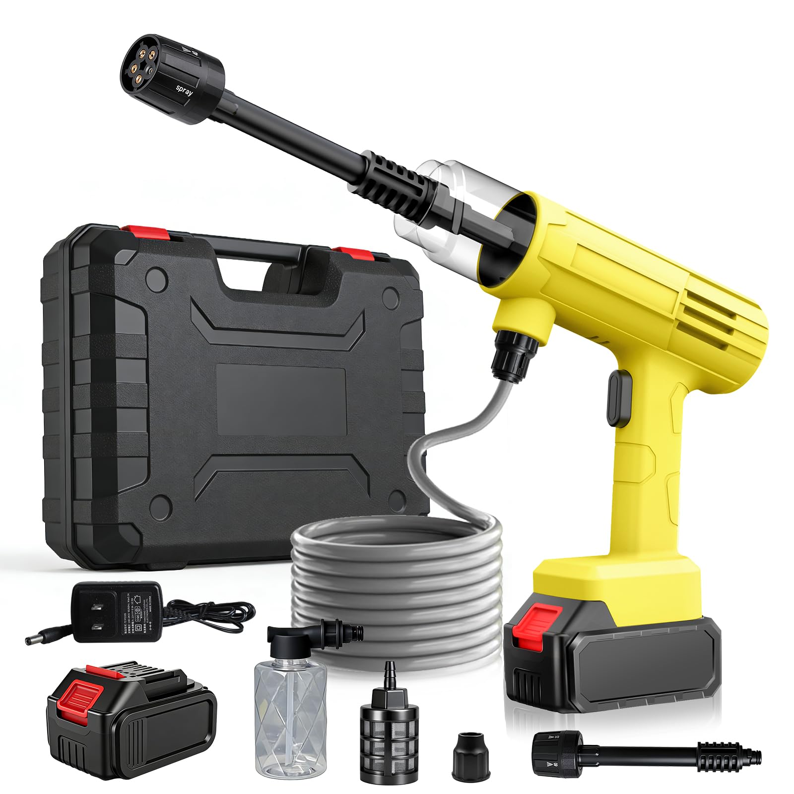 

Cordless 9 MPa Powerful Multifunctional No Water Connection High Car Wash Home Low Suitable for the and Compact Includes Storage Japanese Instruction жовтий
