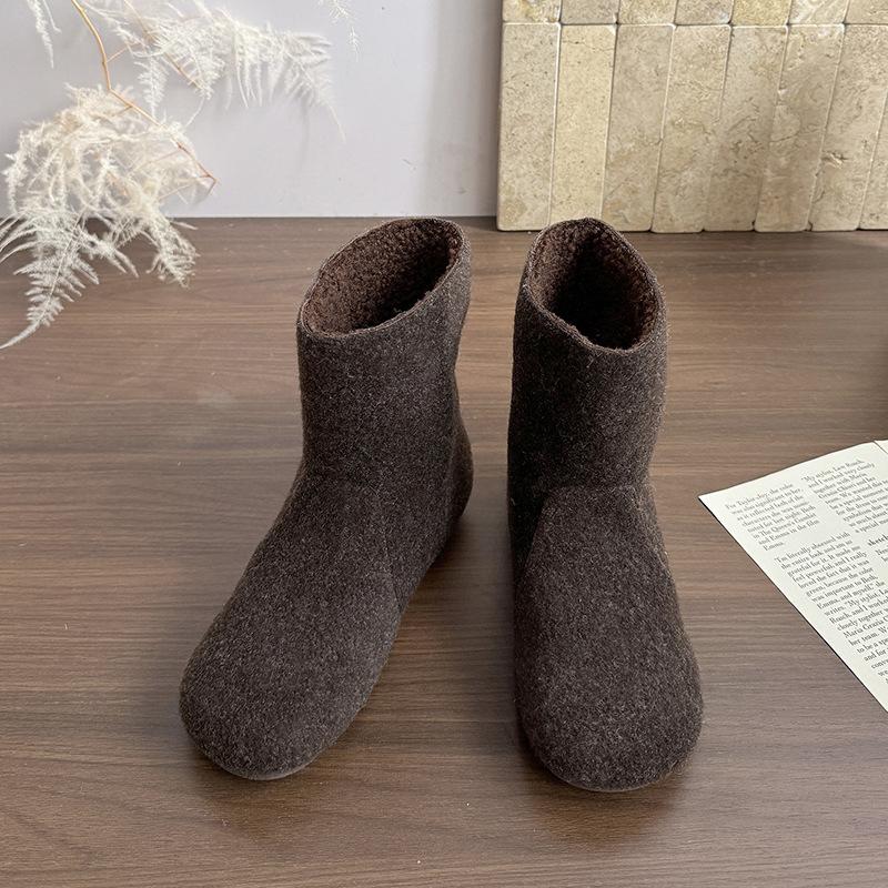 Women's soft elastic thick sole winter fur one warm cold padded snow boots non-slip wear casual sports cotton boots