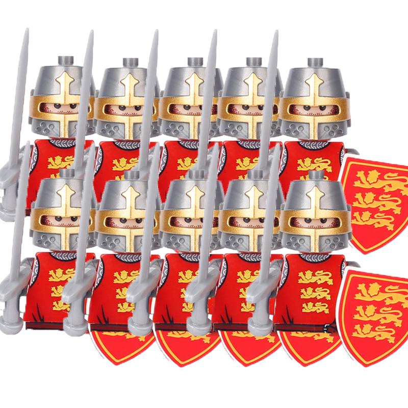 Military Building Blocks Medieval Solider Figures Gifts Toys Weapons Shield Holy Roman Saint Lazarus Jerusalem Knight Legion MOC