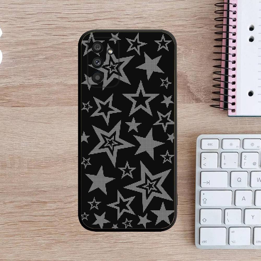 Cute Korean Ins Y2k Star Phone Case For Samsung Galaxy A13,A21s,A22,A31,A32,A52,A53,A71,A80,A91 Soft Black Cover