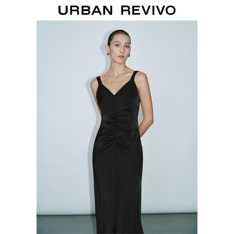 UR 2024 Summer Modern Pleated V-Neck Dress