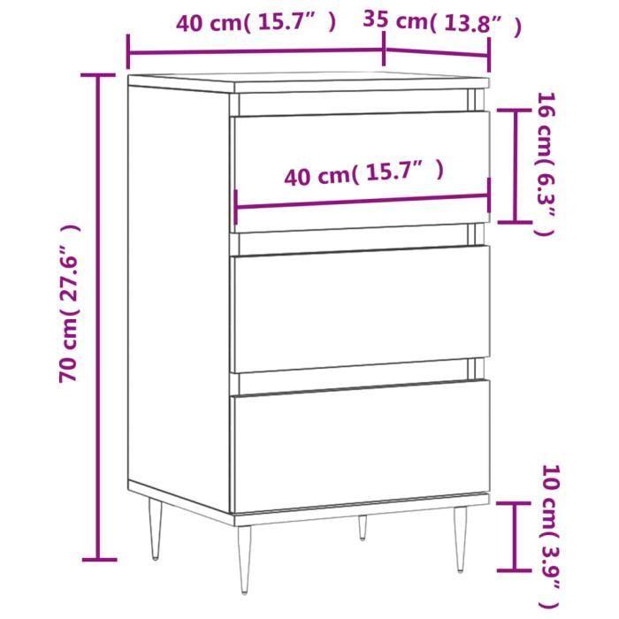 VidaXL Buffet gris béton 40x35x70 cm bois d'ingénierie 831088