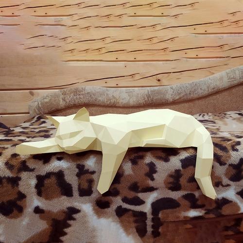 Modern Handmade Origami DIY Three-dimensional Animal Desktop Decoration Geometric Folding Cat Crafts Home Decoration Accessories