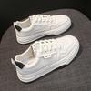 Spring Women's Breathable White Sneakers - Korean Style Versatile Thick-Soled Casual Skate Shoes