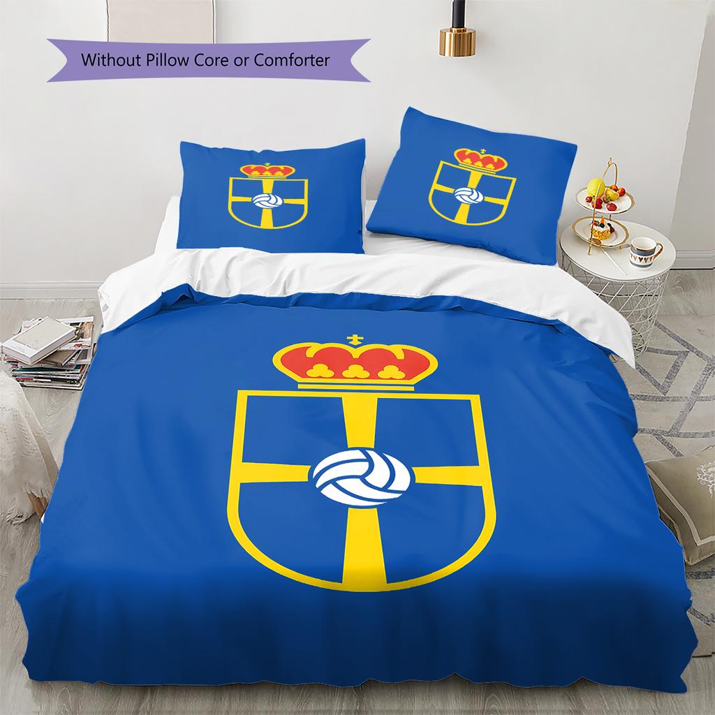 Real Oviedo Pattern Bedding,Quilt Set Quilt Cover Pillowcase Home Birthday Gift (1 * duvet cover + 2 * pillowcase, without core)