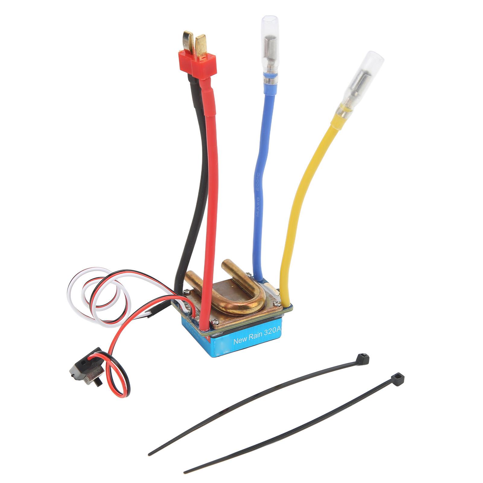 

Brushed ESC Water Cooling 1 to 1 320A T Head 2 Way 3 Operation Modes RC Boat ESC Speed Controller