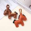 Cartoon Pu Leather Brown Pony Charms Keychain Pendant Women Keyring Cute Animal Bag Hanging Ornament Accessories Decoration Gift