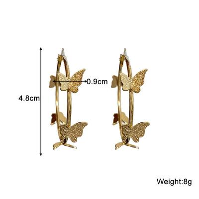 Exaggerated Big Round Butterfly Hoop Earrings for Women Simple Gold Color Geometric Circle Huggie Loop Jewelry Brincos Gift